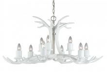 Vaxcel International H0162 - Vail 9L Antler Chandelier White, Polished Nickel